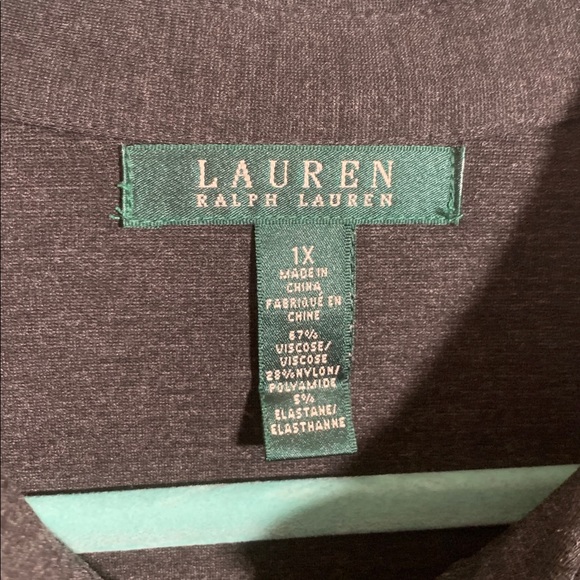 Lauren Ralph Lauren Womens Long Sleeve Shirt Dress Dark Gray Size 1X Casual - Picture 4 of 5